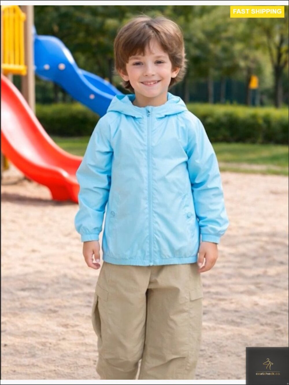 Kids Lightweight Hooded Rain Jacket Waterproof Windbreaker Outdoor Play School - Picture 7 of 7